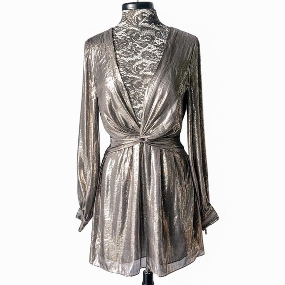 Ramy Brook Silk Metallic A- Line Dress Size 8 - Picture 6 of 10